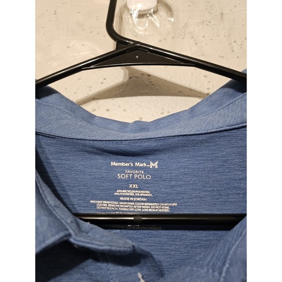 Member's Mark Soft Polo Shirt XXL Blue Performance Stretch Casual Golf NWT Men - Picture 4 of 6